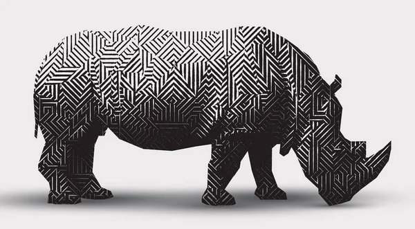 Nashorn Illustration schwarz-weiß Illustration. — Stockvektor