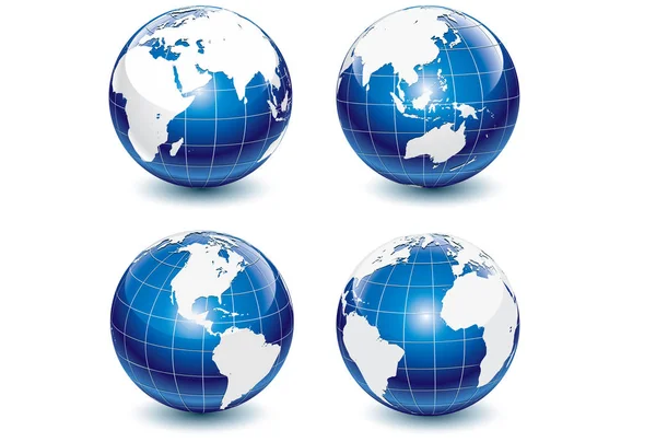 Earth-globe revolved in  different stages. — Stock Vector