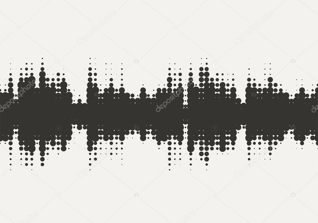 Vector halftone sound wave design. Abstract texture background.