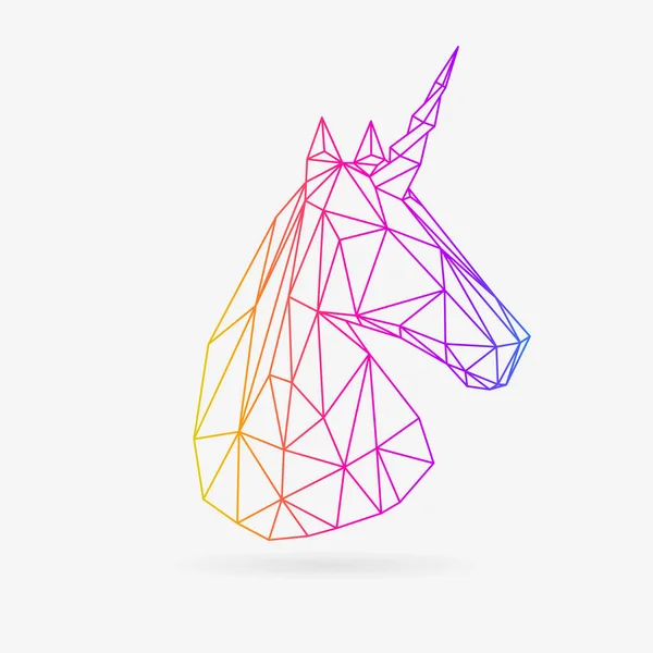 Vector polygonal unicorn illustration. Färgglada låg poly stil f — Stock vektor