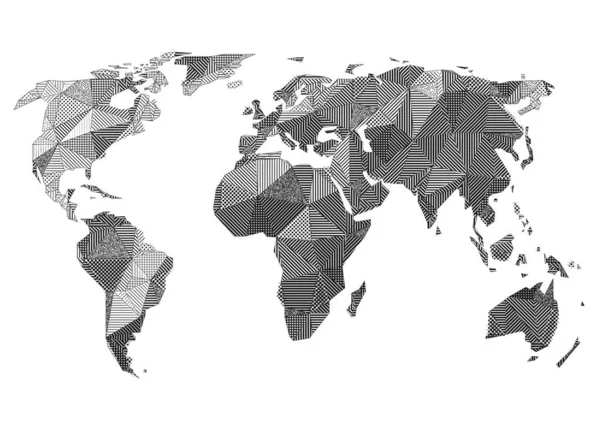 Абстрактная Геометрическая Карта Земли Низкие Формы Стиле Поли Выполненные Параллельными — стоковый вектор