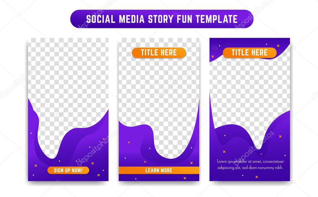 Abstract blue royale social media story vector template design pack set liquid trendy modern style for promotion