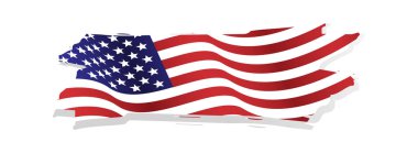 4 Temmuz Bağımsızlık Günü için homurdanan ve yırtık Amerikan bayrağı illüstrasyon vektörü
