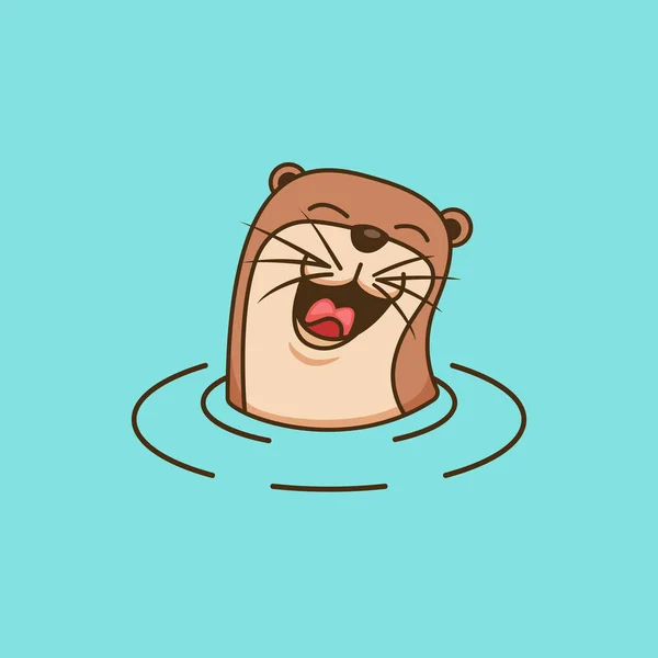 Joyeux rire illustration de symbole de conception de logo de loutre mignon — Image vectorielle