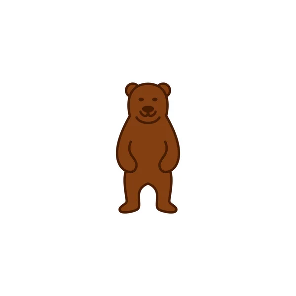 In piedi marrone grizzly orso logo icona della mascotte semplice illustrazione — Vettoriale Stock