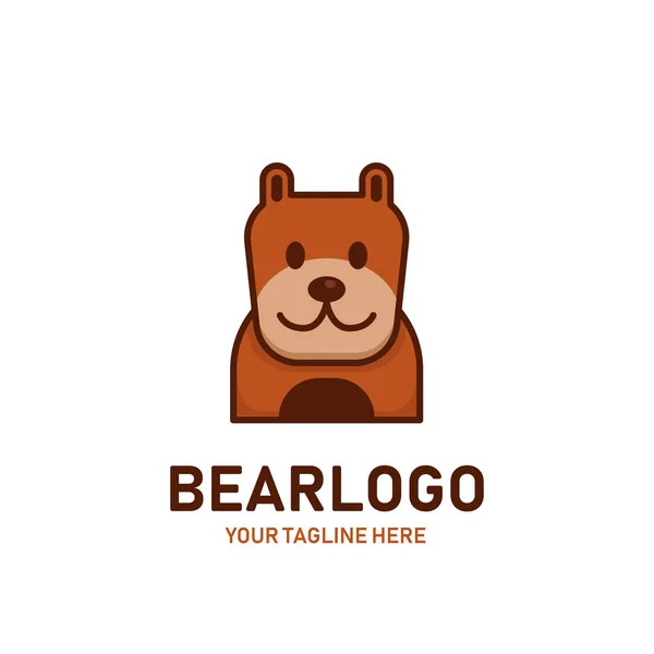 Enkel björn logotyp ikon illustration avatar kul söt stil — Stock vektor