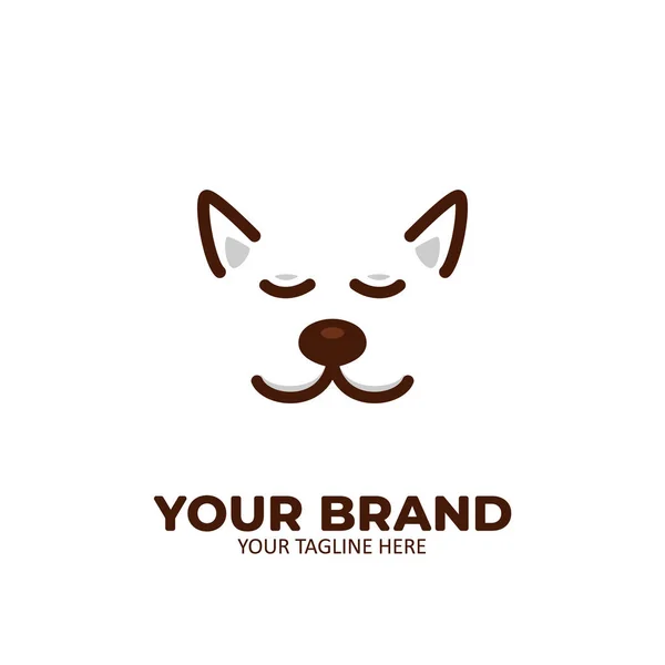 Satisfazendo calmo animal cão rosto logotipo ícone esboço linha estilo — Vetor de Stock