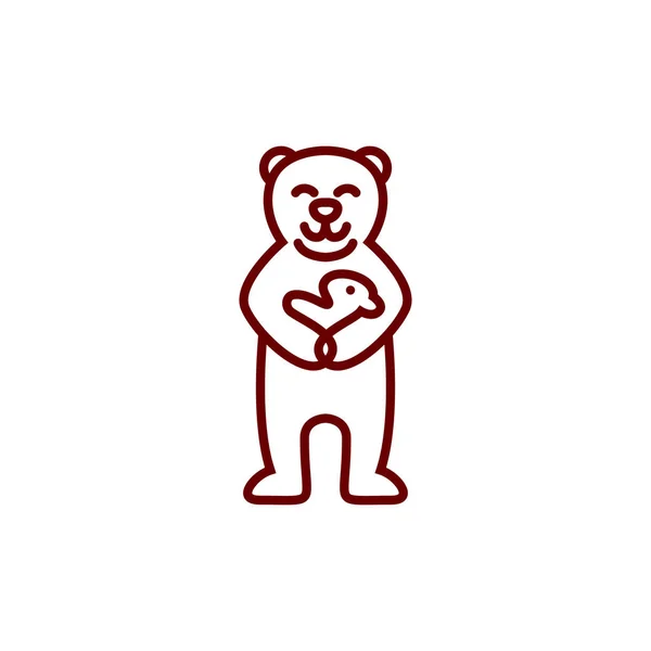 Anne ayı bebek logo simgesi taşır maskot ana hatları yuvarlak monoline tarzı — Stok Vektör