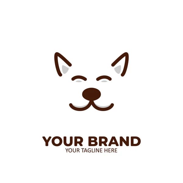 Sorriso feliz animal cão rosto logotipo ícone esboço linha estilo —  Vetores de Stock