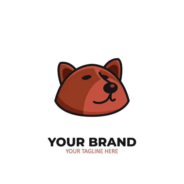 Animal Dog Bear huvud logotyp ikon i söt kontur tecknad stil — Stock vektor