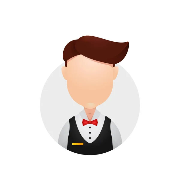 Hotelový poslíček poslíček číšník portýr sluha parkoviště avatar prostý bez tváře znak ikona ilustrace — Stockový vektor