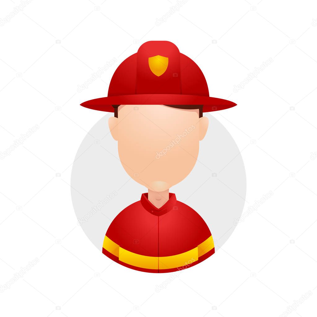 Firefighter fireman rescue hero red helmet uniform character job avatar illustration plain no face