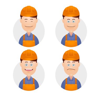 Komik erkek yüz mühendisi teknisyen profesyonel ifade avatarını ayarla