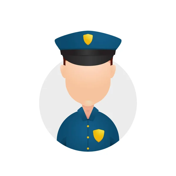 Officier de police avatar tête visage simple icône illustration — Image vectorielle