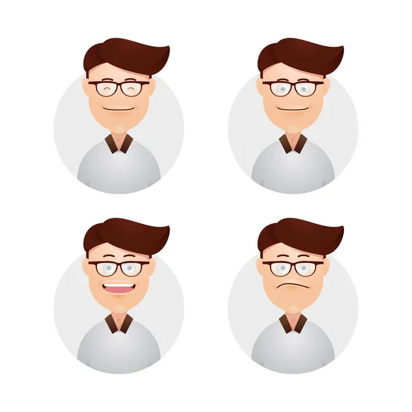 Gözlük ifadeli komik erkek yüzü Kolaj Öğrencisi avatarını ayarla — Stok Vektör