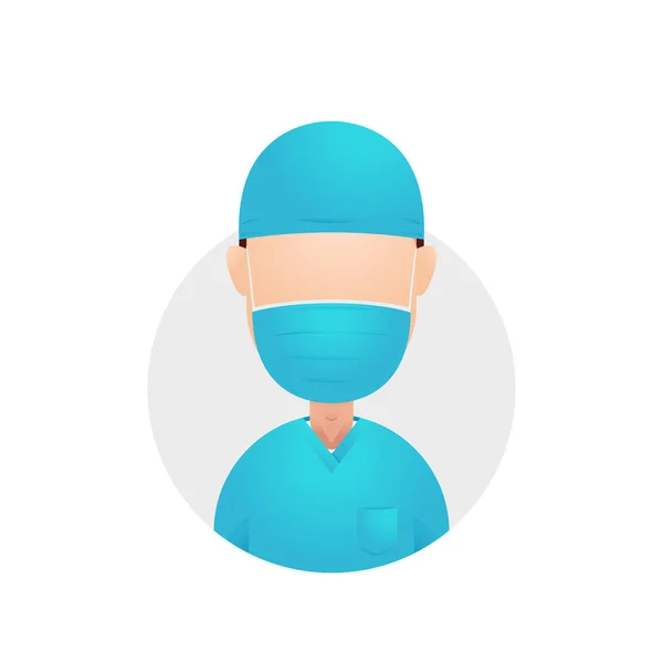 Χειρουργός γιατρός φοράει χειρουργική φόρεμα απλό δεν προσώπου εικόνα avatar εικόνα — Διανυσματικό Αρχείο