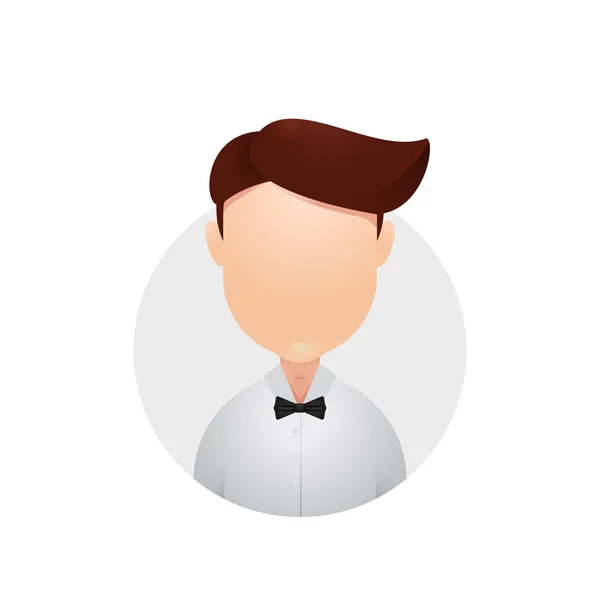 Číšník poslíček poslíček bílá košile motýl kravata avatar portrét hlava bez tváře ikona ilustrace — Stockový vektor