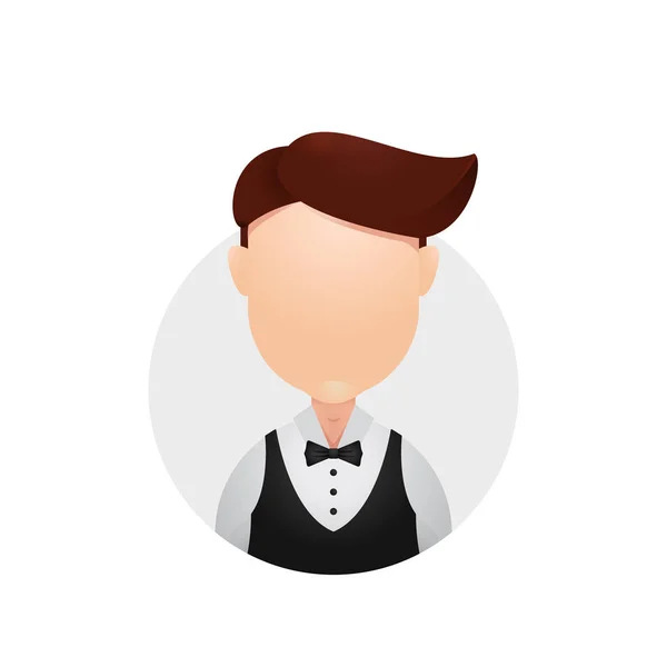 Kellner bellboy schwarz weste weste mann männlich avatar plain face illustration icon download — Stockvektor