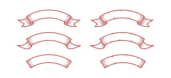 텍스트 템플릿 빈티지 engrave line monoline 스타일을 위한 배너 리본 설정 — 스톡 벡터