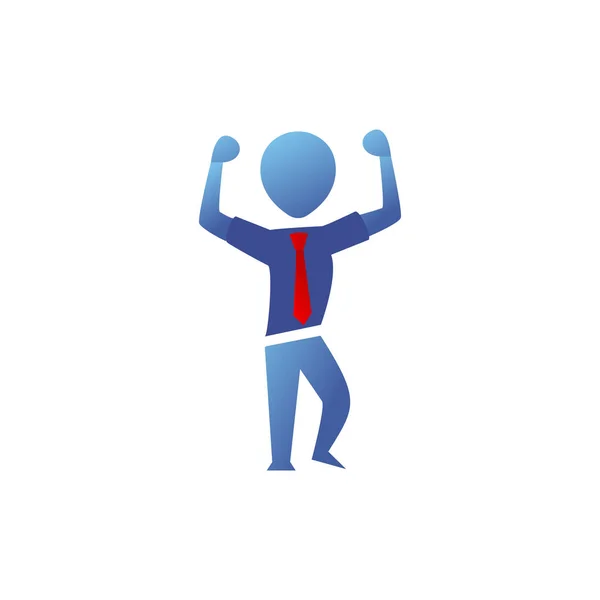 Modrý přechod Silueta office worker man show strong arms front double bicep pose illustration — Stockový vektor