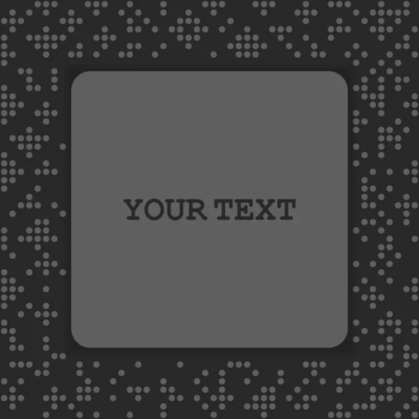 Digitale naadloze ronde gestippelde zwarte ruis patroon met frame plaats voor tekst kopieerruimte — Stockvector