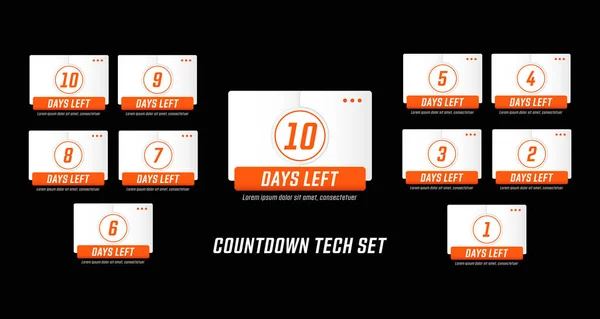 Moderne technologie mecha design stijl aantal dagen verlaten countdown set — Stockvector