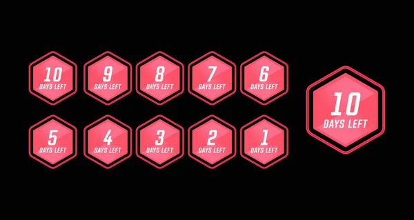 Aantal dagen links countdown in roze zeshoek moderne technologie stijl eenvoudig ontwerp — Stockvector