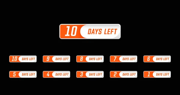 Eenvoudig Modern design stijl aantal dagen verlaten countdown set van nummer 10 tot 1 — Stockvector