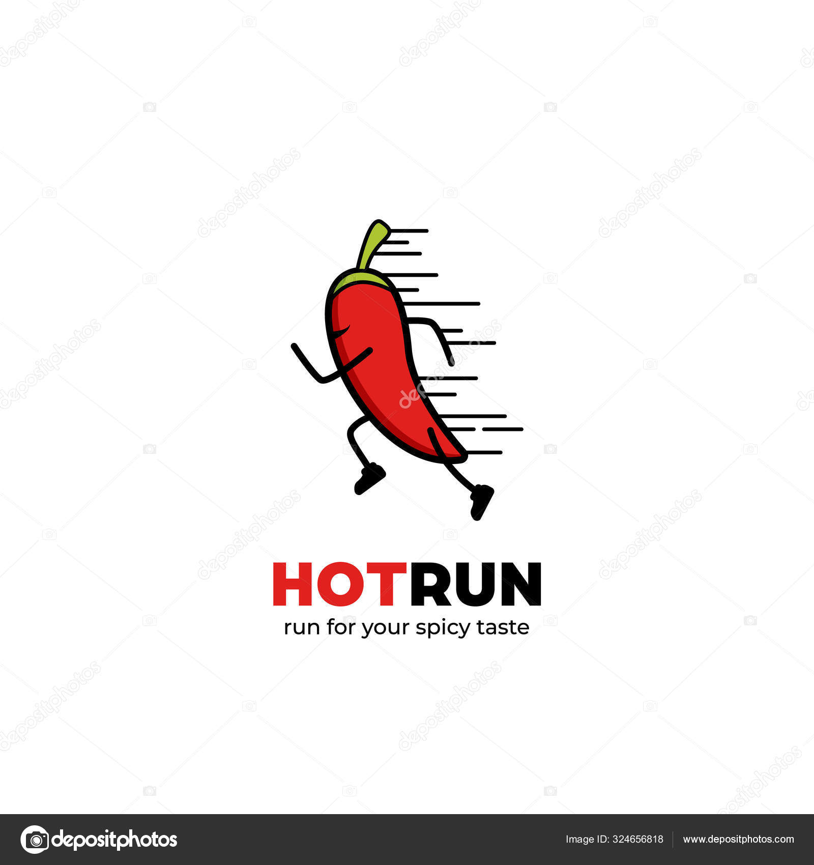 Hot Run Logo Quick Fast Running Chilli Mascot Character Logo Icon