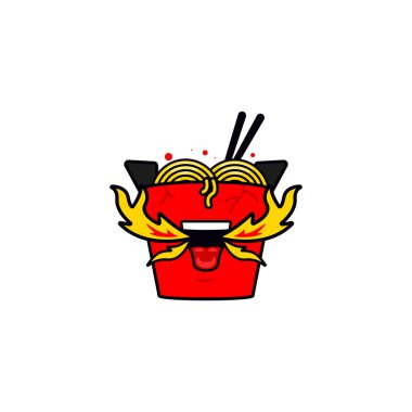 Çılgın sıcak alev baharatlı yemek ramen erişte kutusu logo ikonu çizimi