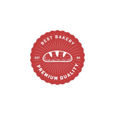 En iyi uzun ekmek fırını logosu amblem damgası vintage el çizim stili