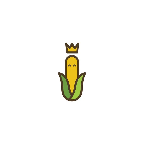 Corn king logo ícone símbolo ilustração simples — Vetor de Stock