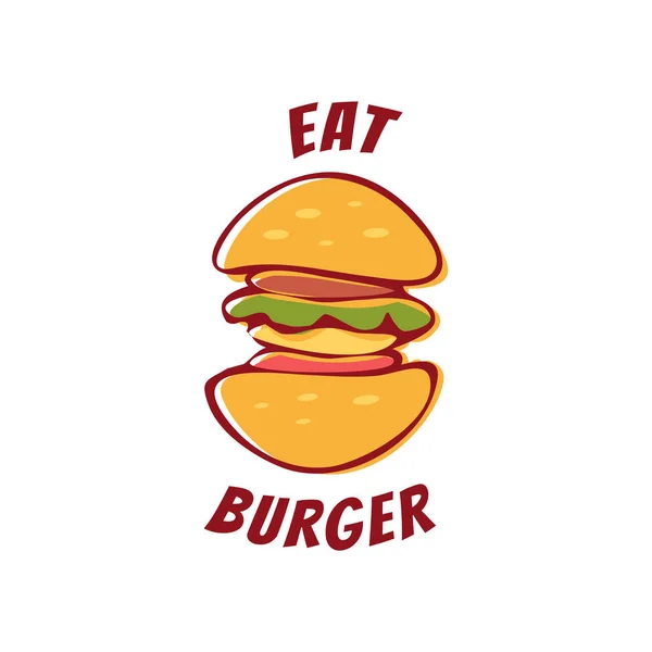 Doodle dibujo comer hamburguesa logotipo icono símbolo ilustración — Vector de stock