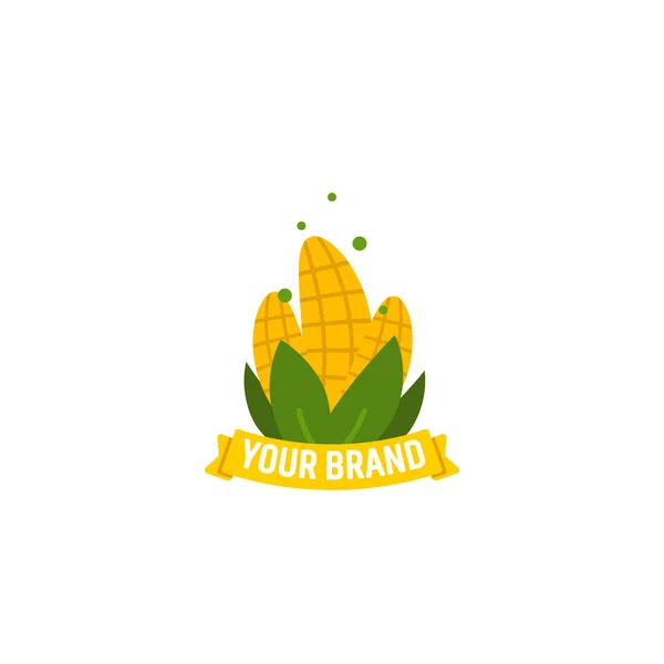 Illustrazione dell'icona del logo a tre emblemi di mais — Vettoriale Stock