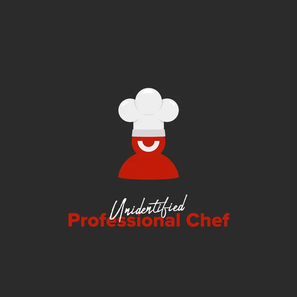 Unidentified professional Chef Logo with red silhouette smile chef wear white chef hat in simple illustration icon emblem symbol badge — ストックベクタ