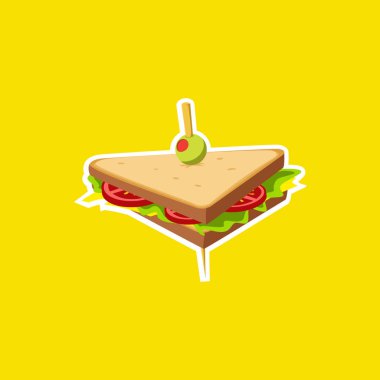 Sandwich illustration in triangle shape sticker cut out style