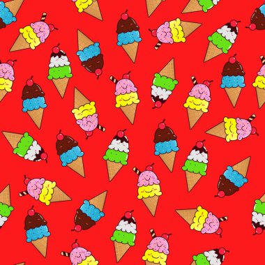 Mutlu tatlı dondurma külahları.