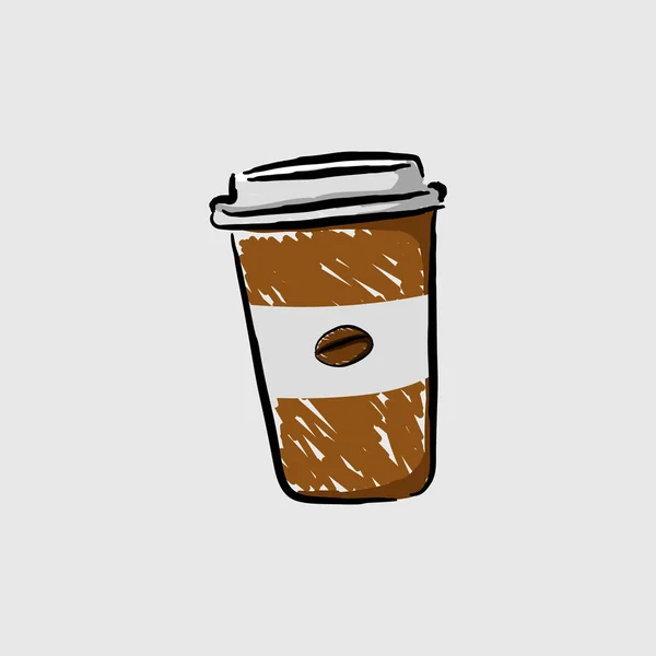 Kávé hab csésze festés kézzel rajz illusztráció stílus — Stock Vector