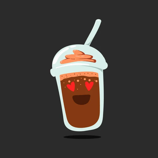 Coeur yeux amour visage chocolat tasse boisson smiley emoji emoticon — Image vectorielle