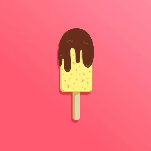 Avelã baunilha com molho de chocolate cobertura sorvete vara vetor ilustração — Vetor de Stock