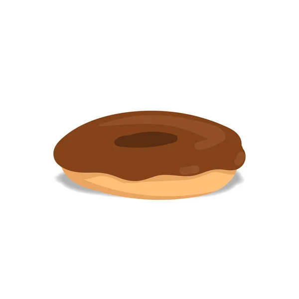 Ilustración del vector de doodle de donut o donut liso chocolate — Vector de stock
