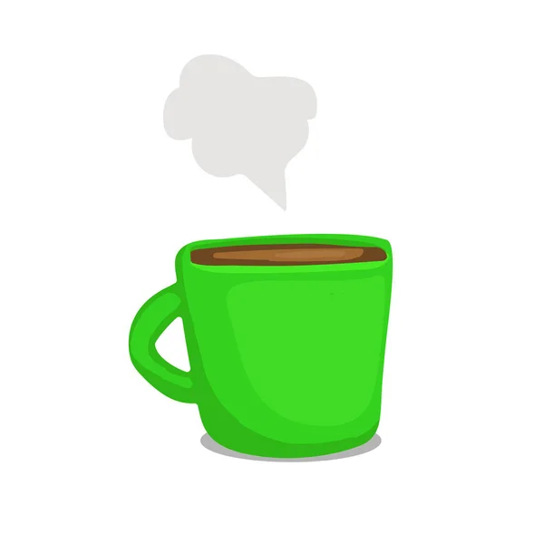 Zelený hrnek nebo pohár s horkým nápojem vektorové kreslení — Stockový vektor