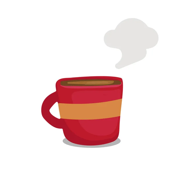 Red quente café ou chá caneca copo pintura doodle vetor ilustração — Vetor de Stock