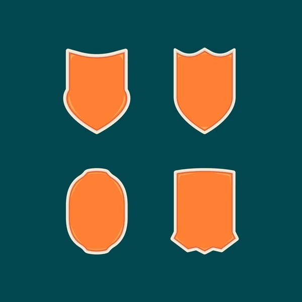 Blank exclusivo cor-de-laranja escudo distintivo forma modelo conjunto coleção 2 —  Vetores de Stock
