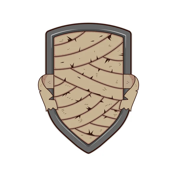Mummy bandage metal shield badge logo template illustration — Stock Vector