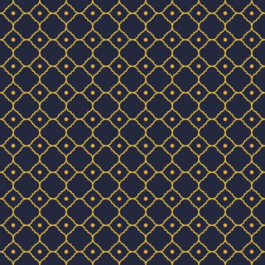 Koyu arkaplanda sade sarı altın geometrik vintage İslamik Ortadoğu çiçeği şekilli minimalist pürüzsüz desen