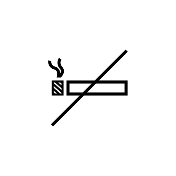 Запрет на курение простой плоский черный цветовой контур значка запрета — стоковый вектор