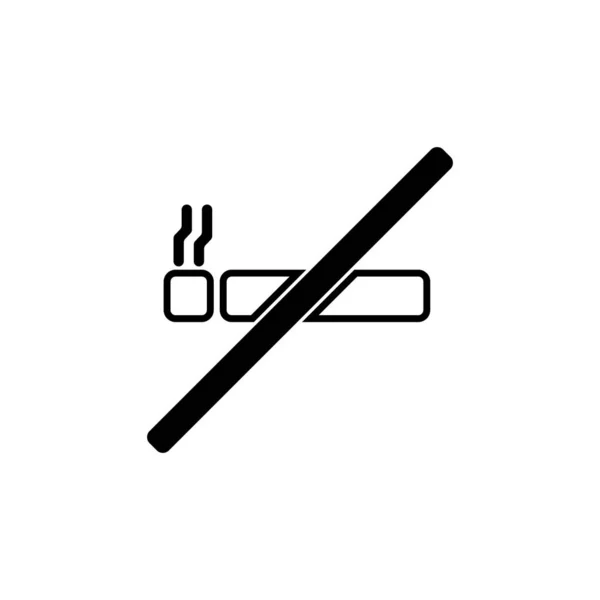 No smoking simple round corner flat black line color icon sign vector — Stock Vector