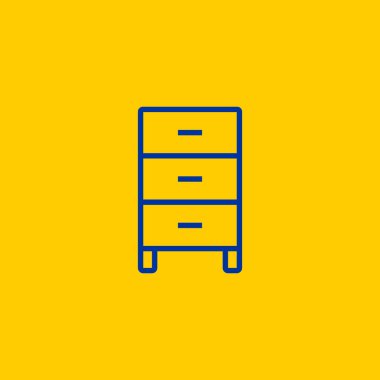 Sarı arkaplanda basit dolap mavi çizgi simgesi