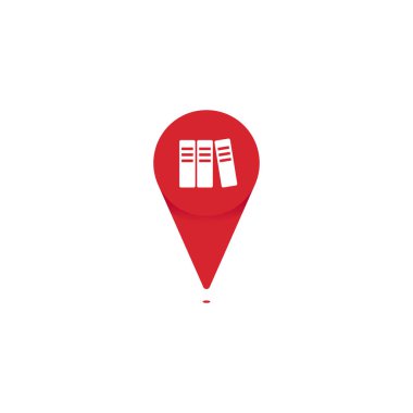 Harita konum vektörü için kitapçı veya kitaplık pin poin simgesi logosu